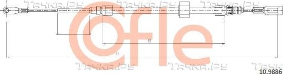 Трос ручника (тросик ручного тормоза) Cofle. Артикул 92.10.9886
