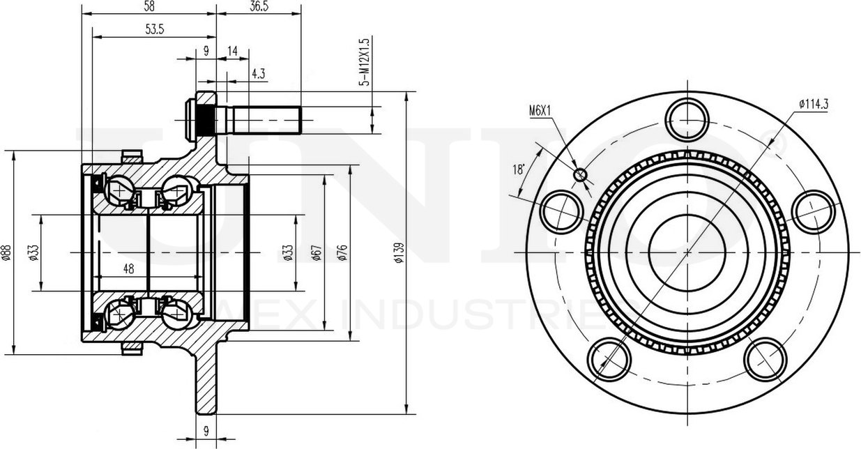 Ступица колеса с интегрированным подшипником (Unio). Артикул HUB-20225