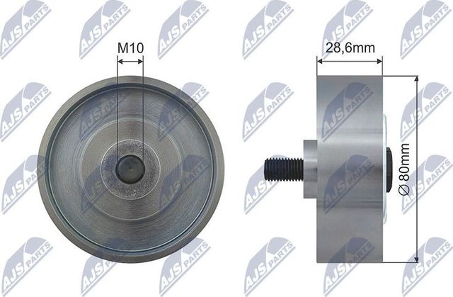 Направляющий (ведущий) ролик приводного поликлинового ремня NTY (Металл). Артикул RNK-TY-007