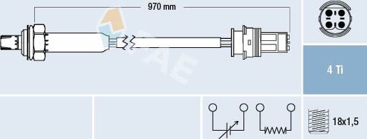 Лямбда-зонд (кислородный датчик) FAE для BMW 3 III (E36) 1994-1995. Артикул 77354