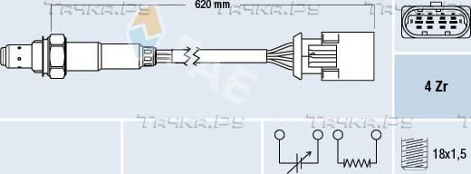 Лямбда-зонд (кислородный датчик) FAE для Rover 45 2000-2005. Артикул 77396