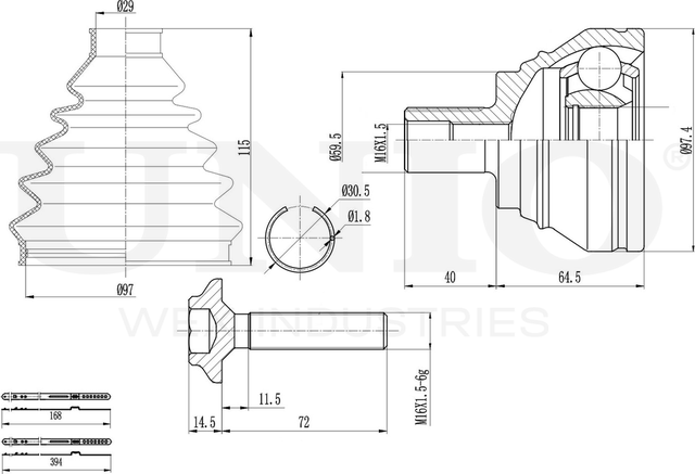 ШРУС наружный (Unio). Артикул CVJ-20039