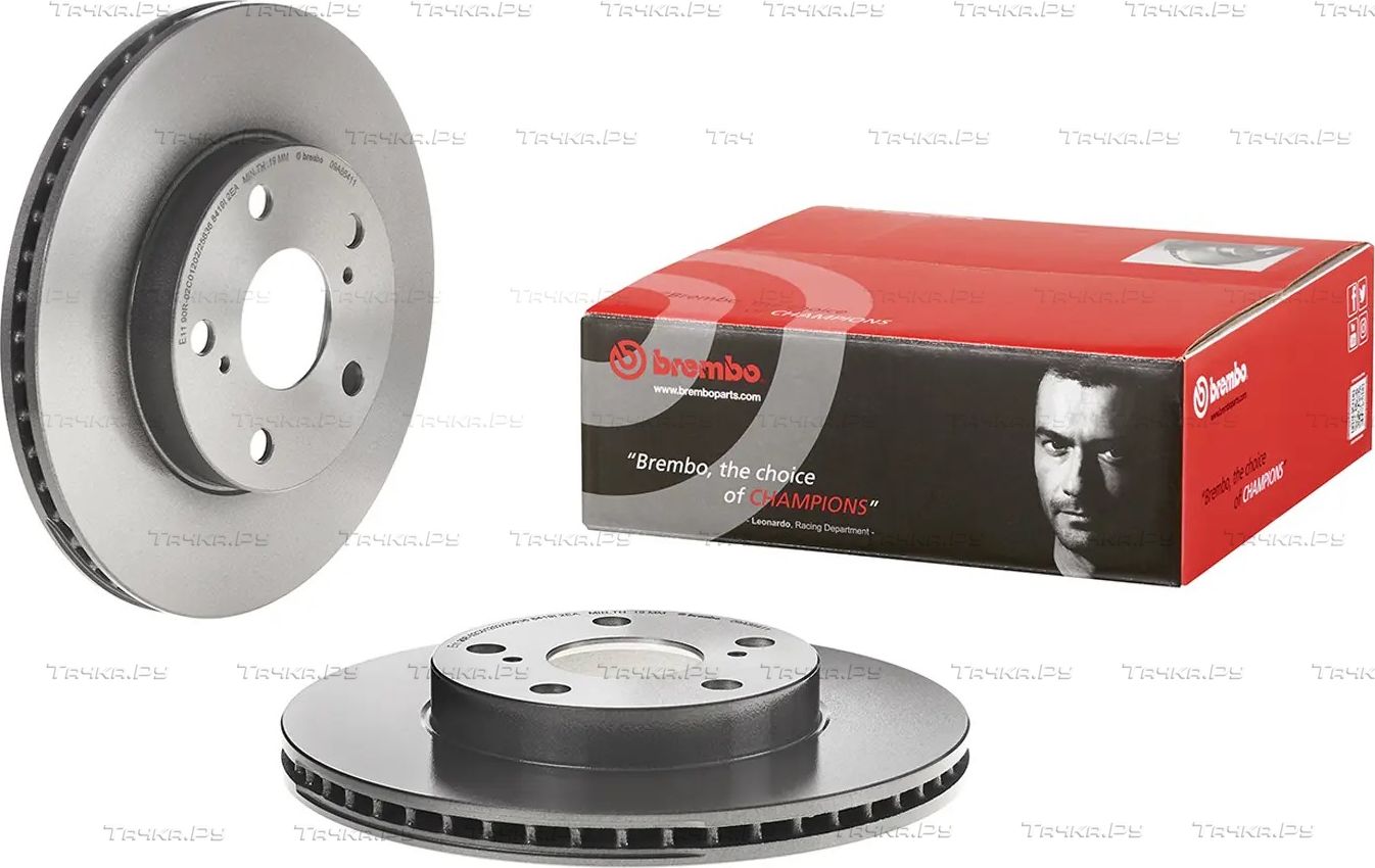 Тормозной диск Brembo UV Coated передний для Toyota Corolla E170, E180 2013-2019. Артикул 09.A864.11