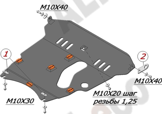 Защита алюминиевая Alfeco для картера и КПП Toyota RAV4 II 2000-2004. Артикул ALF.24.24al