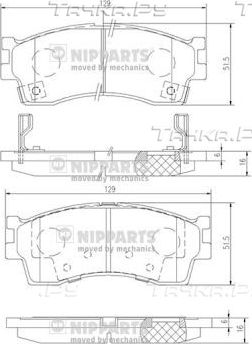 Тормозные колодки Nipparts задние для Kia Clarus I 1996-2001. Артикул J3600308
