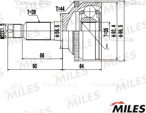 Шрус наружный (граната) Miles. Артикул GA20713