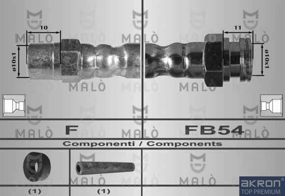 Тормозной шланг Malò задний для SEAT Alhambra I 1996-2010. Артикул 80244
