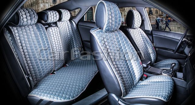 Накидки универсальные CarFashion Carbon Plus для авто, цвет Серый/Серый/Серый. Артикул 22064