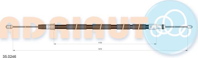 Трос ручника (тросик ручного тормоза) Adriauto задний левый для Peugeot 205 1983-1998. Артикул 35.0246