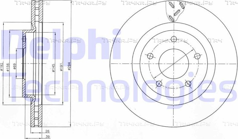 Тормозной диск Delphi передний для Citroen C4 Aircross 2012-2017. Артикул BG4246