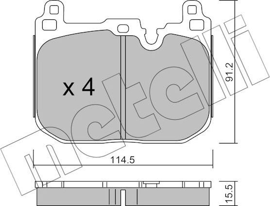 Тормозные колодки Metelli передние для MINI Hatch III (F55/F56) 2013-2026. Артикул 22-1015-4