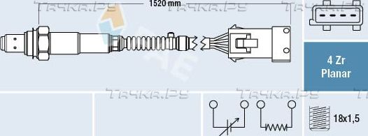 Лямбда-зонд (кислородный датчик) FAE для Citroen C4 I 2004-2008. Артикул 77242