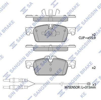 Тормозные колодки Sangsin Hi-Q. Артикул SP4132