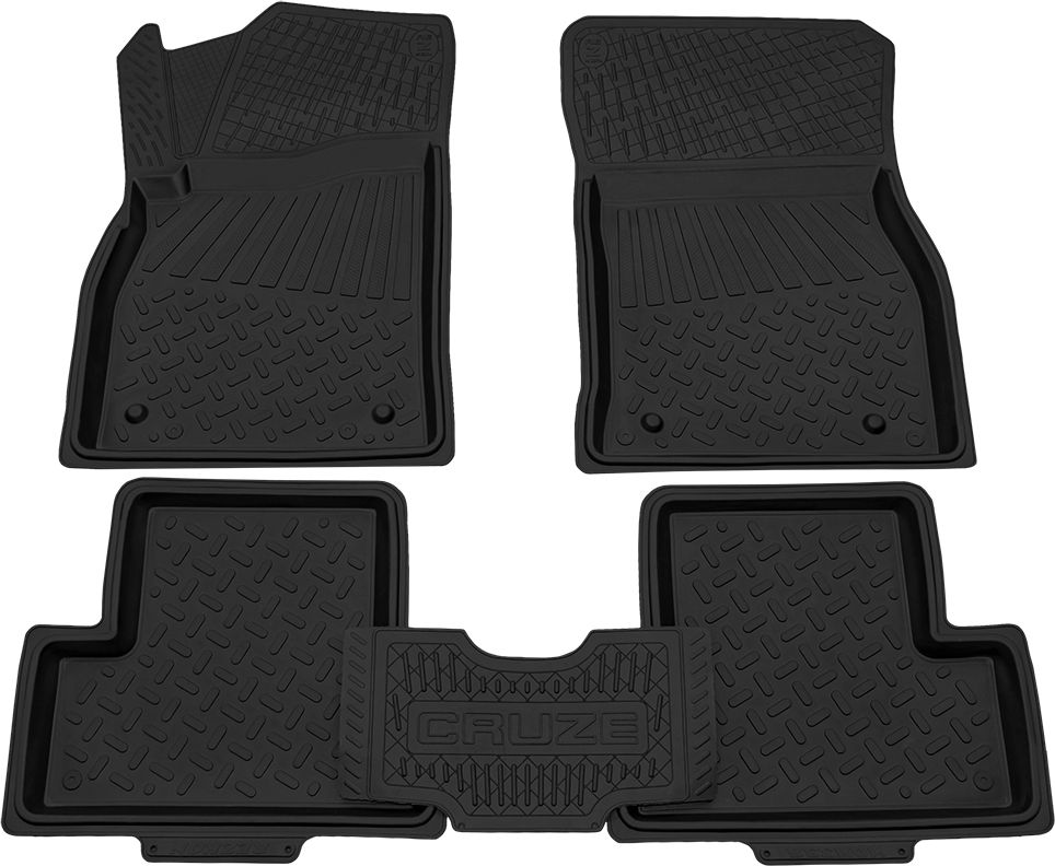 Коврики Rezkon резиновые для салона Chevrolet Cruze 2009-2015. Артикул 1012020100