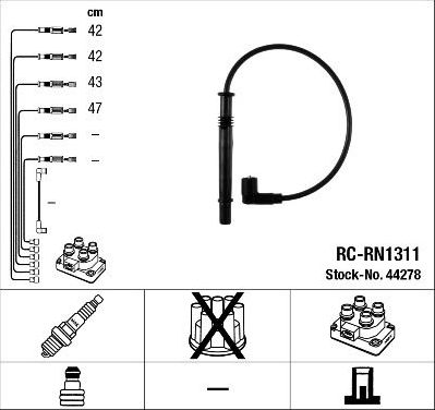 Высоковольтные провода (провода зажигания) (комплект) NGK для Renault Clio IV 2012-2019. Артикул 44278
