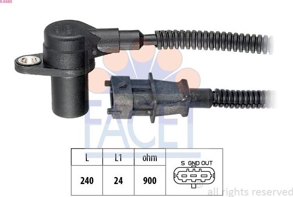 Датчик положения коленвала Facet Made in Italy - OE Equivalent. Артикул 9.0560