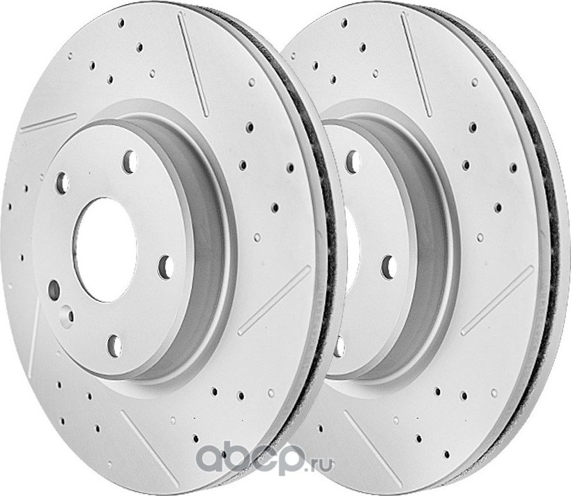 Передний тормозной диск Evolution с перфорацией и насечками, в покрытии GEOMET (Powerstop). Артикул CBR3549