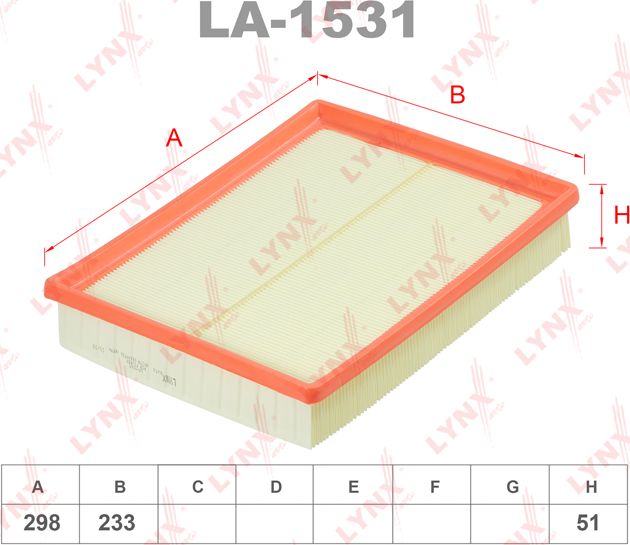 Воздушный фильтр LYNXauto. Артикул LA-1531