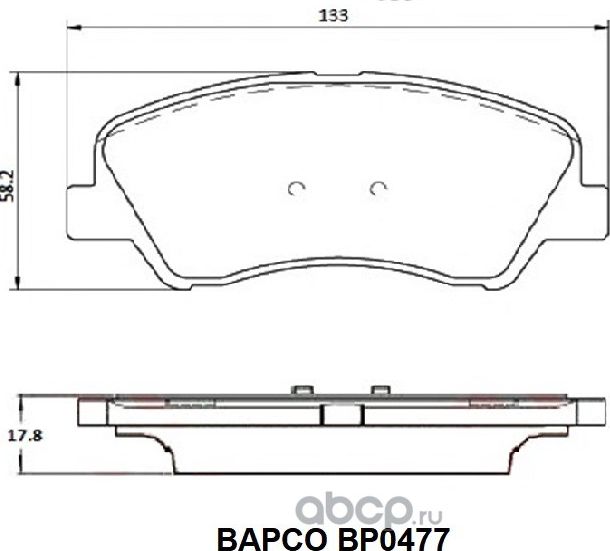 Колодки тормозные дисковые HYUNDAI SOLARIS IV (RB) 10- с дырками св (Bapco). Артикул BP0477