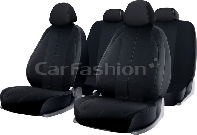 Чехлы универсальные CarFashion Bravo на сидения авто, цвет Черный/Черный/Черный/Черный. Артикул 10106
