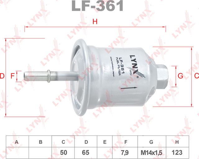 Топливный фильтр LYNXauto для Mitsubishi Galant VIII 1996-2004. Артикул LF-361