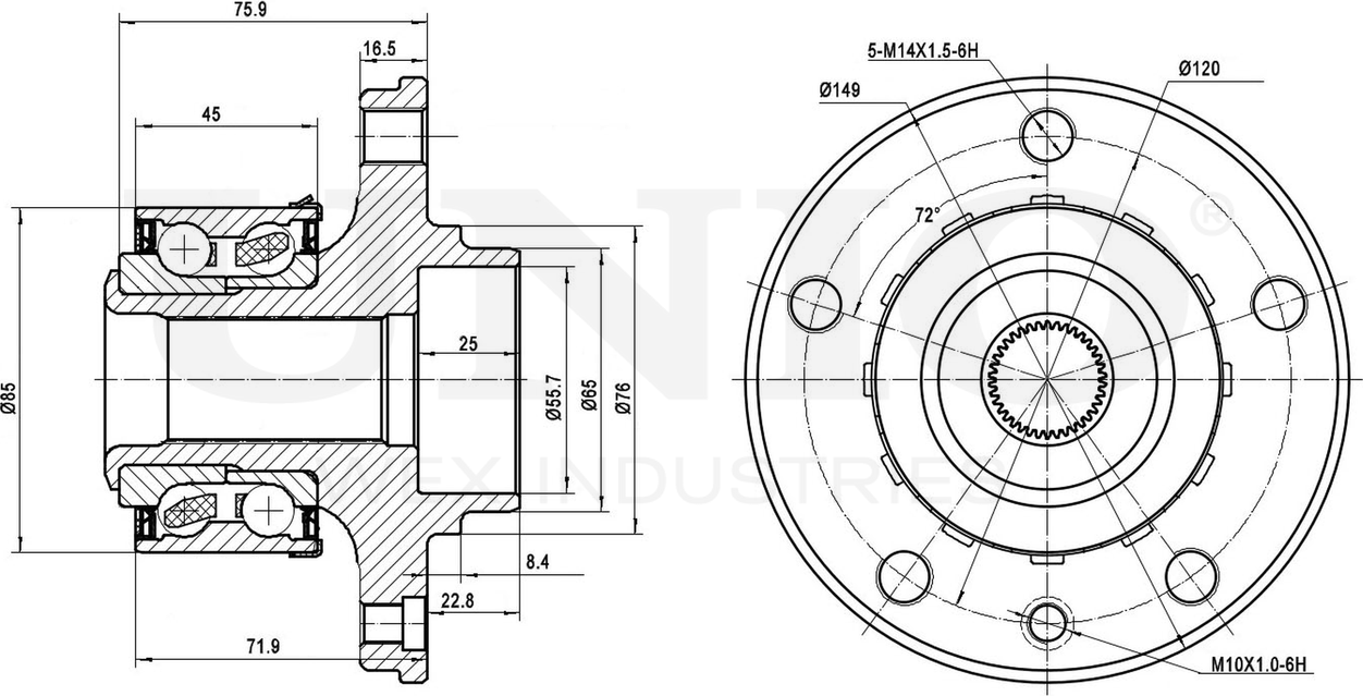 Ступица колеса с интегрированным подшипником (Unio). Артикул HUB-20007