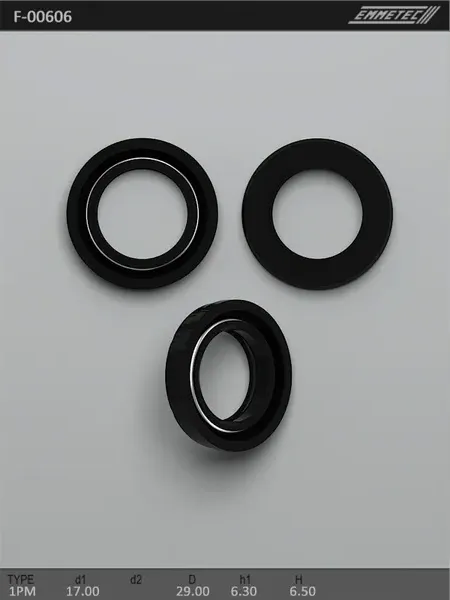 Сальник 17,00/29,00*6,30/6,50 тип 1PM (Emmetec). Артикул F00606