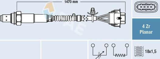 Лямбда-зонд (кислородный датчик) FAE для Opel Vectra C 2003-2008. Артикул 77422