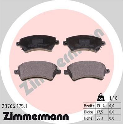 Тормозные колодки Zimmermann. Артикул 23766.175.1