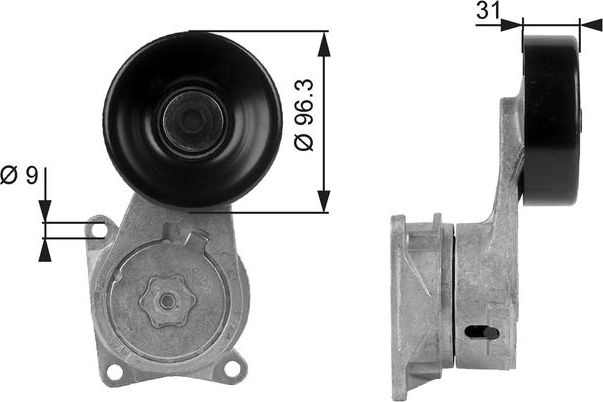Натяжной ролик (натяжитель) приводного клинового зубчатого ремня Gates DriveAlign®. Артикул T38170