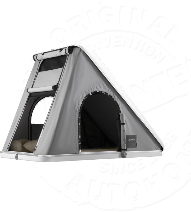 Палатка на крышу автомобиля Autohome COLUMBUS VARIANT MEDIUM X-LONG, тент серый, лестница 215 мм. Артикул CVG/02-XL
