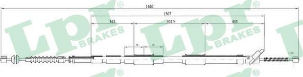Трос ручника (тросик ручного тормоза) LPR. Артикул C0873B