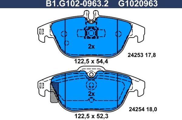 Тормозные колодки Galfer. Артикул B1.G102-0963.2
