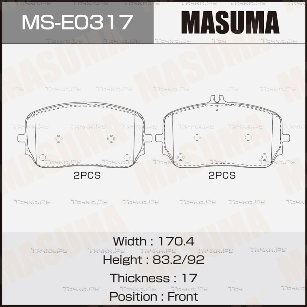 Колодки дисковые MASUMA, front. Артикул MSE0317