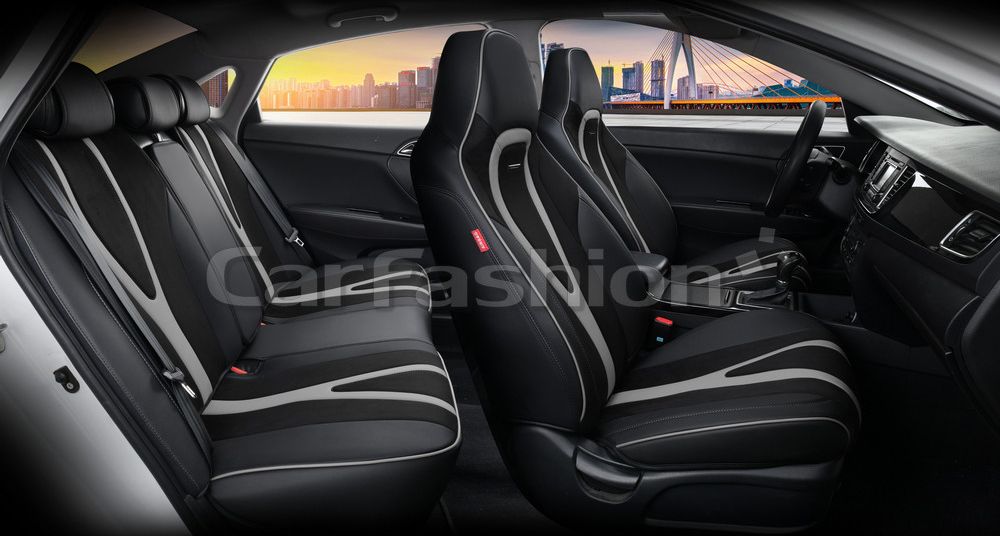 Чехлы универсальные каркасные CarFashion 5D Integral Plus на сидения авто, цвет Черный/Черный/Серый. Артикул 27245