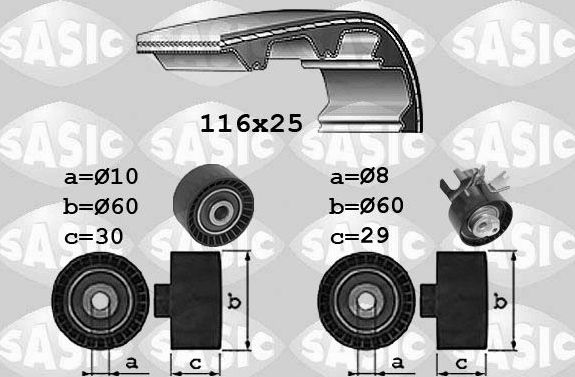 Ремень ГРМ с роликами (комплект) Sasic. Артикул 1750034
