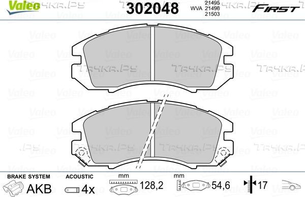 Тормозные колодки Valeo First передние для Subaru Legacy II 1994-1996. Артикул 302048