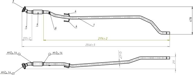 Глушитель Trialli (алюминий / сталь) передний для Opel Corsa E 2014-2019. Артикул ERP 0122