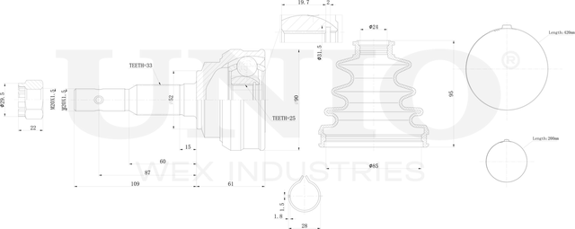 ШРУС наружный (Unio). Артикул CVJ-20096
