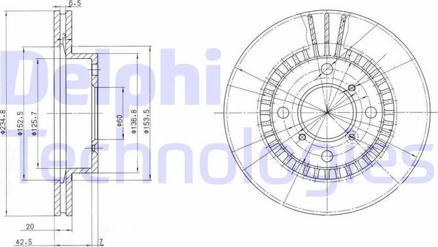 Тормозной диск Delphi передний для Suzuki Baleno I 1995-1999. Артикул BG3160