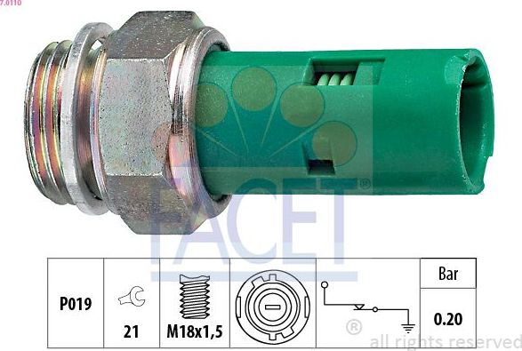 Датчик давления масла Facet Made in Italy - OE Equivalent. Артикул 7.0110