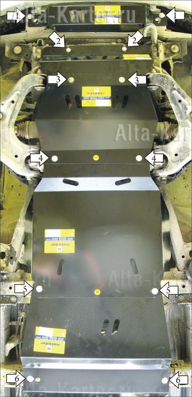 Защита Мотодор для радиатора, дифференциала, картера, КПП, РК Mazda BT-50 Pickup 2006-2012. Артикул 00729