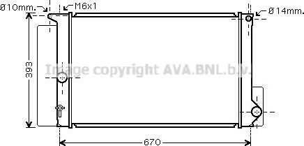 Радиатор охлаждения двигателя AVA. Артикул TOA2397