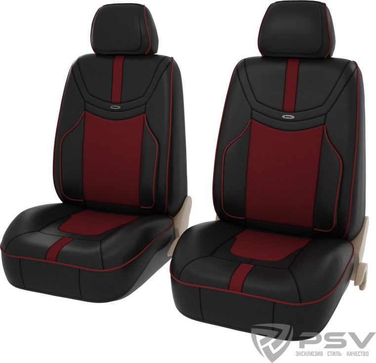 Чехлы универсальные формованные PSV PREMIUM Reform 2 FRONT на сидения, цвет Черно-Красный. Артикул 131868