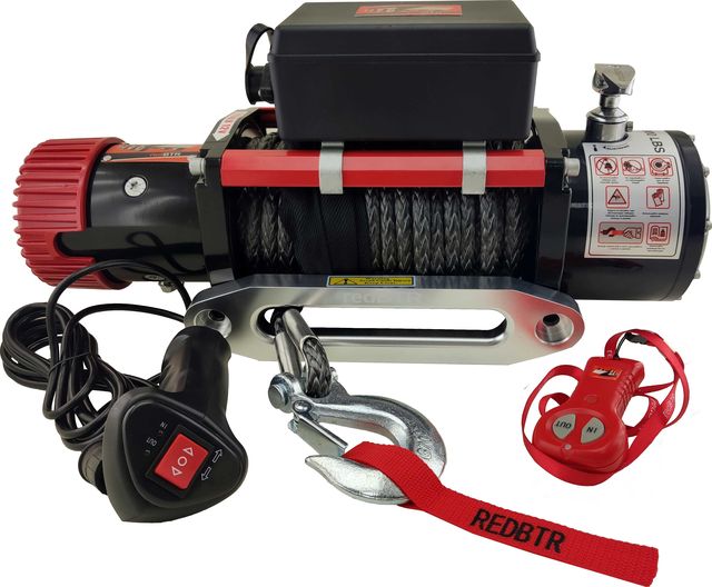 Лебёдка электрическая 12V redBTR серия "HUNTER" 12000 lbs 5448 кг (Синтетический трос). Артикул 981200