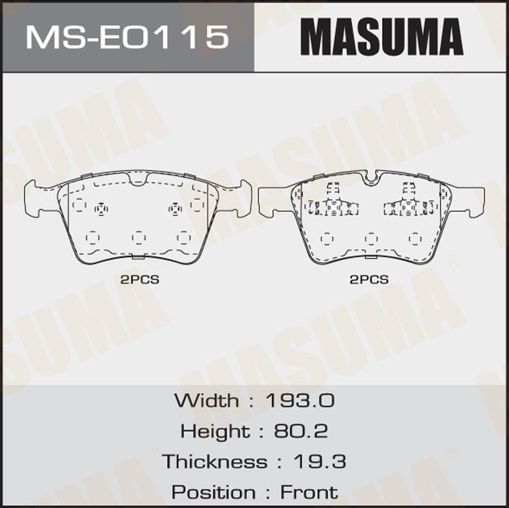 Колодки дисковые MASUMA, P50115 front (1/6) Masuma. Артикул MSE0115
