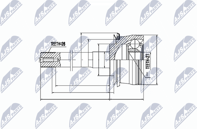 Шрус внутренний (граната) NTY передний для Toyota 4Runner III 1995-2002. Артикул NPZ-TY-078