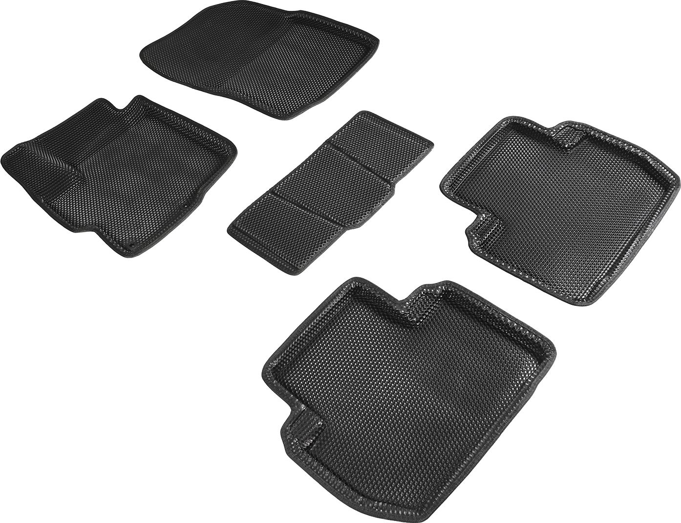 Коврики Seintex 3D EVA Соты для салона Mitsubishi Outlander III 2012-2026 ЧЕРНЫЕ. Артикул 95261