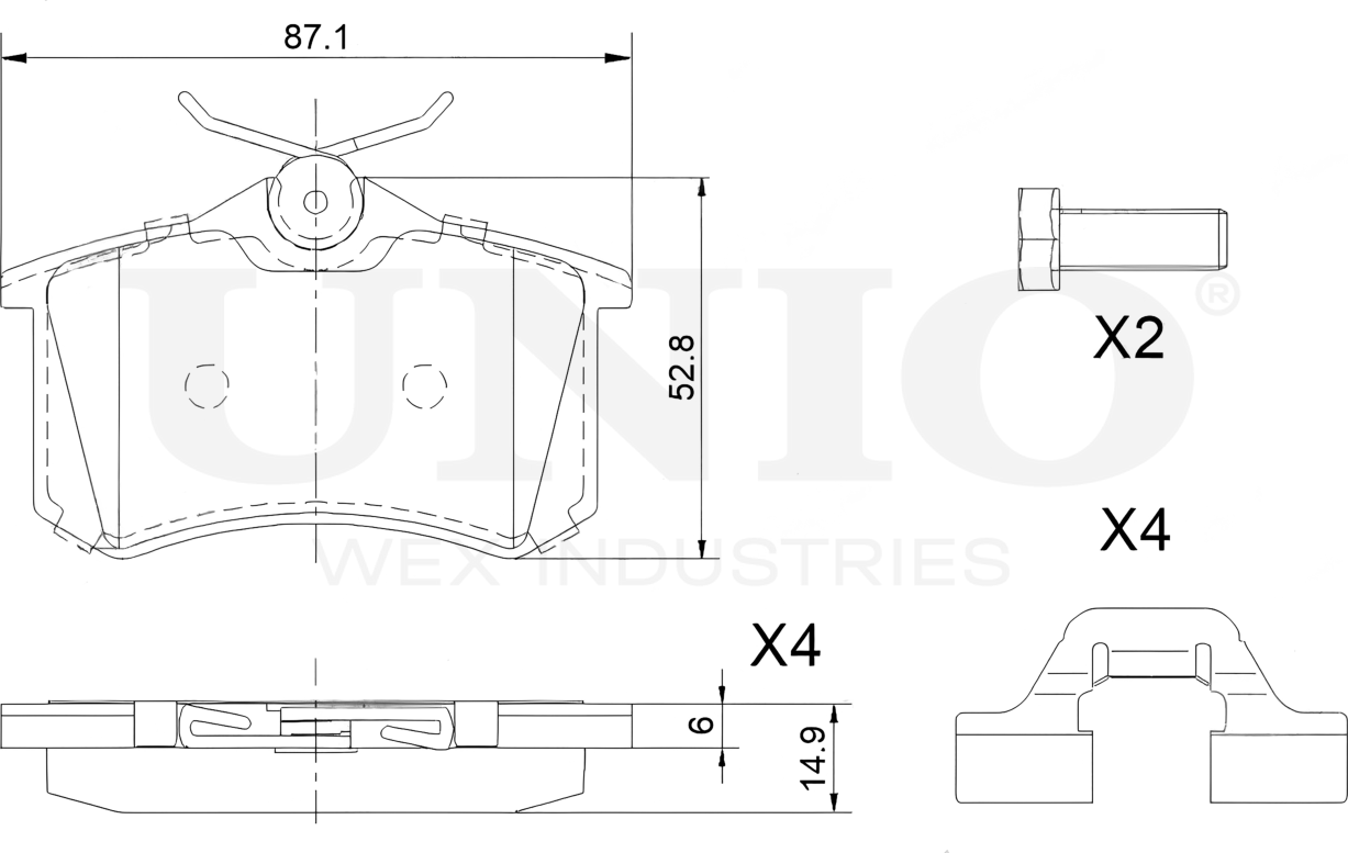 Колодки тормозные дисковые, комплект (Unio). Артикул BRP-20056