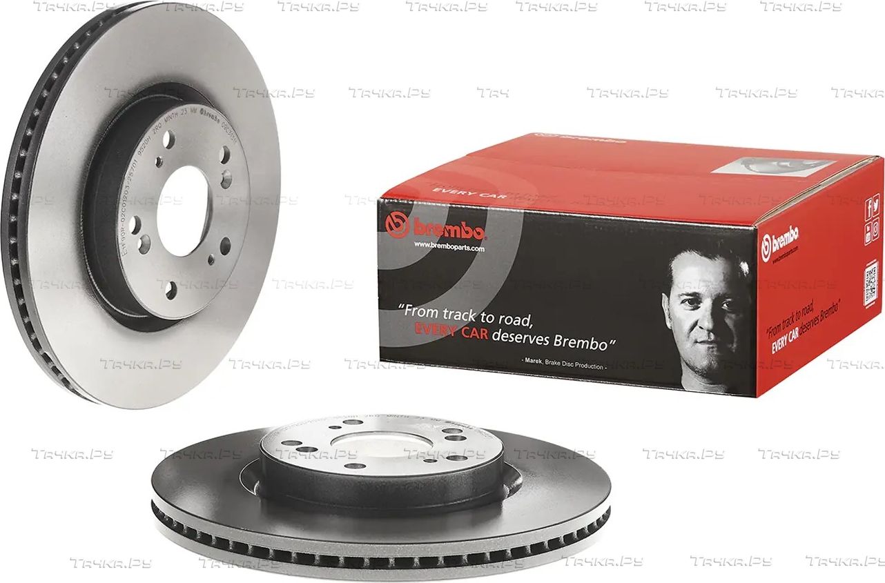 Тормозной диск Brembo PRIME LINE - UV Coated передний для Honda Civic IX 2012-2016. Артикул 09.C313.11